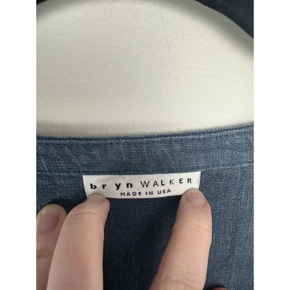 Bryn Walker Tunic Top Size Large Blue Linen Lagenlook Minimalist - Picture 10 of 13